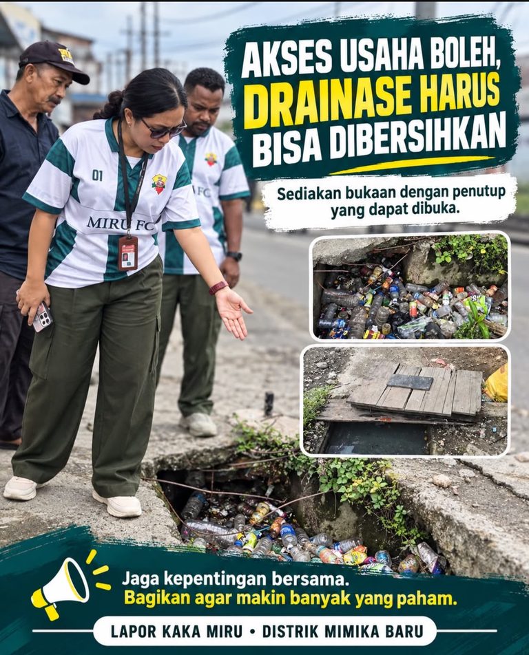 Laporan Warga Ditindaklanjuti, Surat Akses Pembersihan Drainase Diantar Langsung ke Pelaku Usaha di Timika Jaya